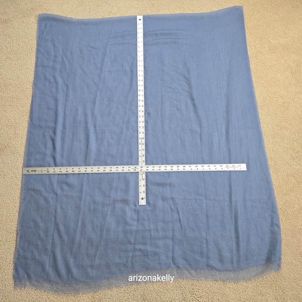 NWOT Cashmere Scarf Wrap Featherweight Tissue Weight Periwinkle Blue Ovcio - Picture 8 of 10